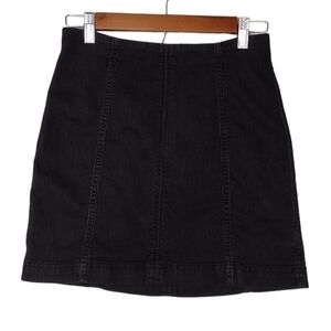Free People Women's Black Denim Y2K Boho Skirt Size 6